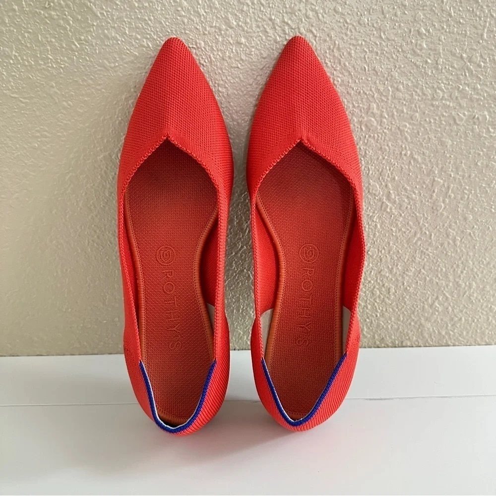NWOT Rothy’s Women's The Point Flame Red Color Pointed-Toe Flats sz W10.5 - Picture 2 of 15